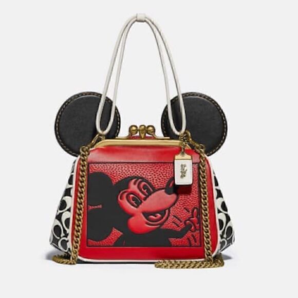 COACH Leather Keith Haring X Disney Mickey Mouse Kisslock Bag limited Edition - Picture 2 of 14